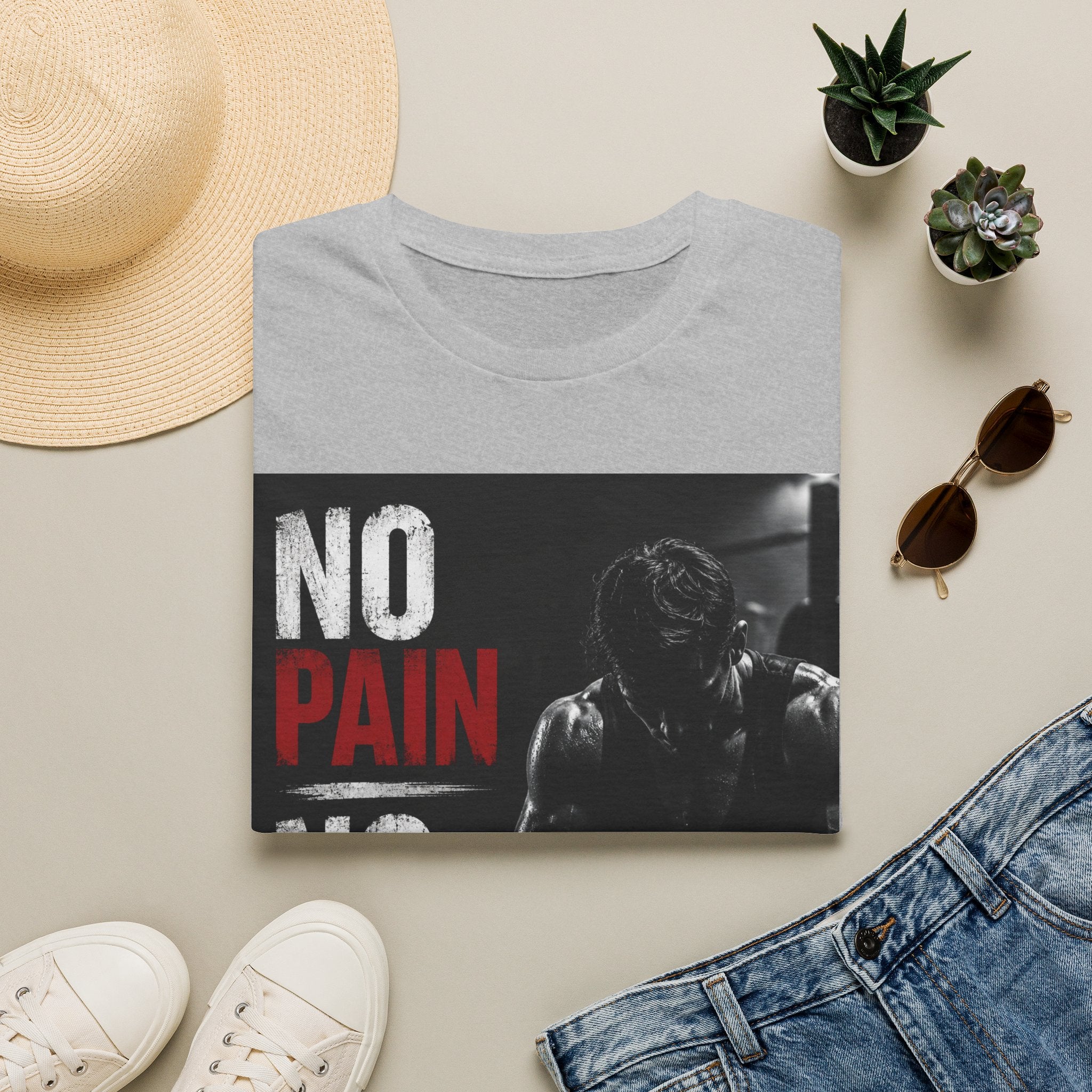 No Pain No Gain Gym T-Shirt — Motivational Workout Tee
