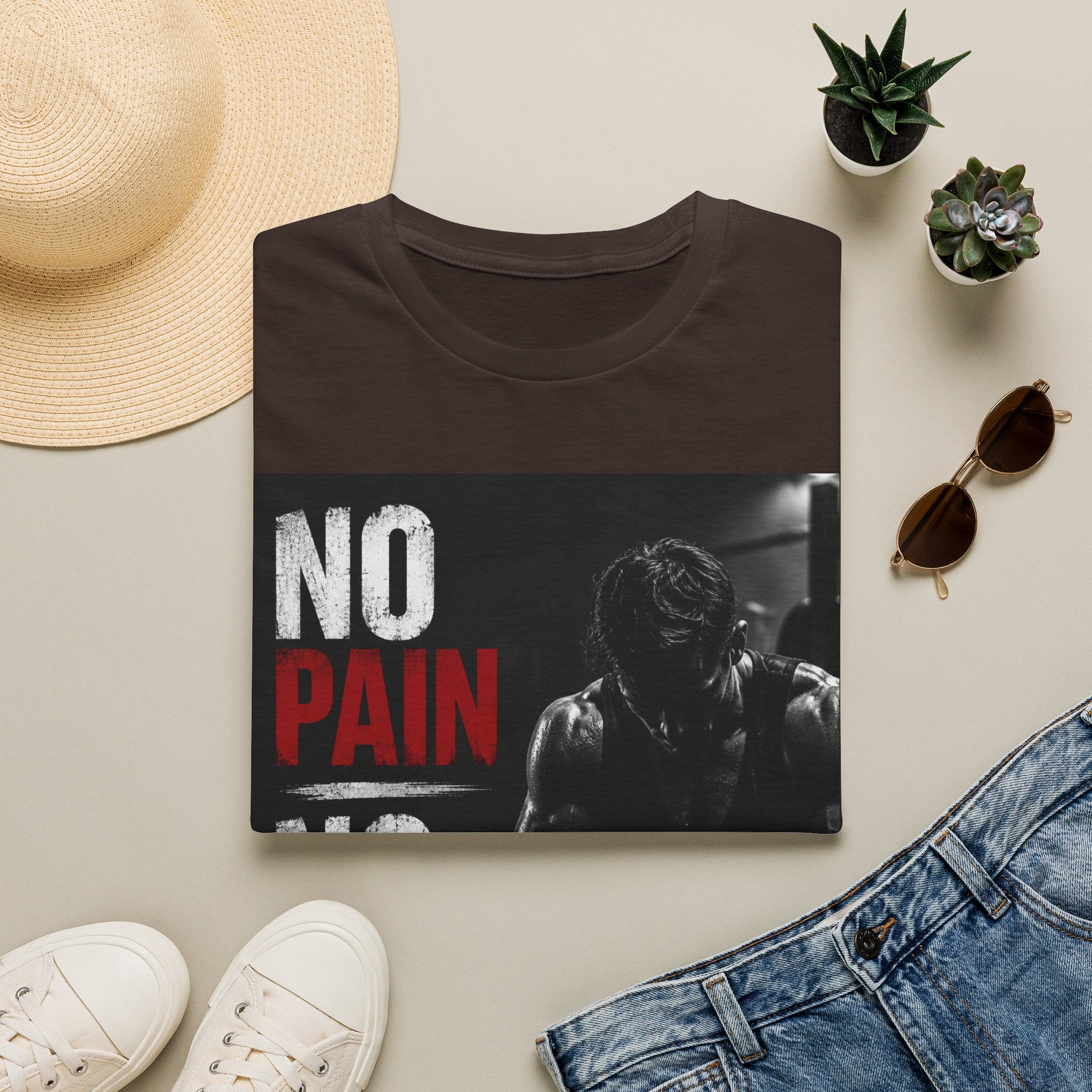 No Pain No Gain Gym T-Shirt — Motivational Workout Tee
