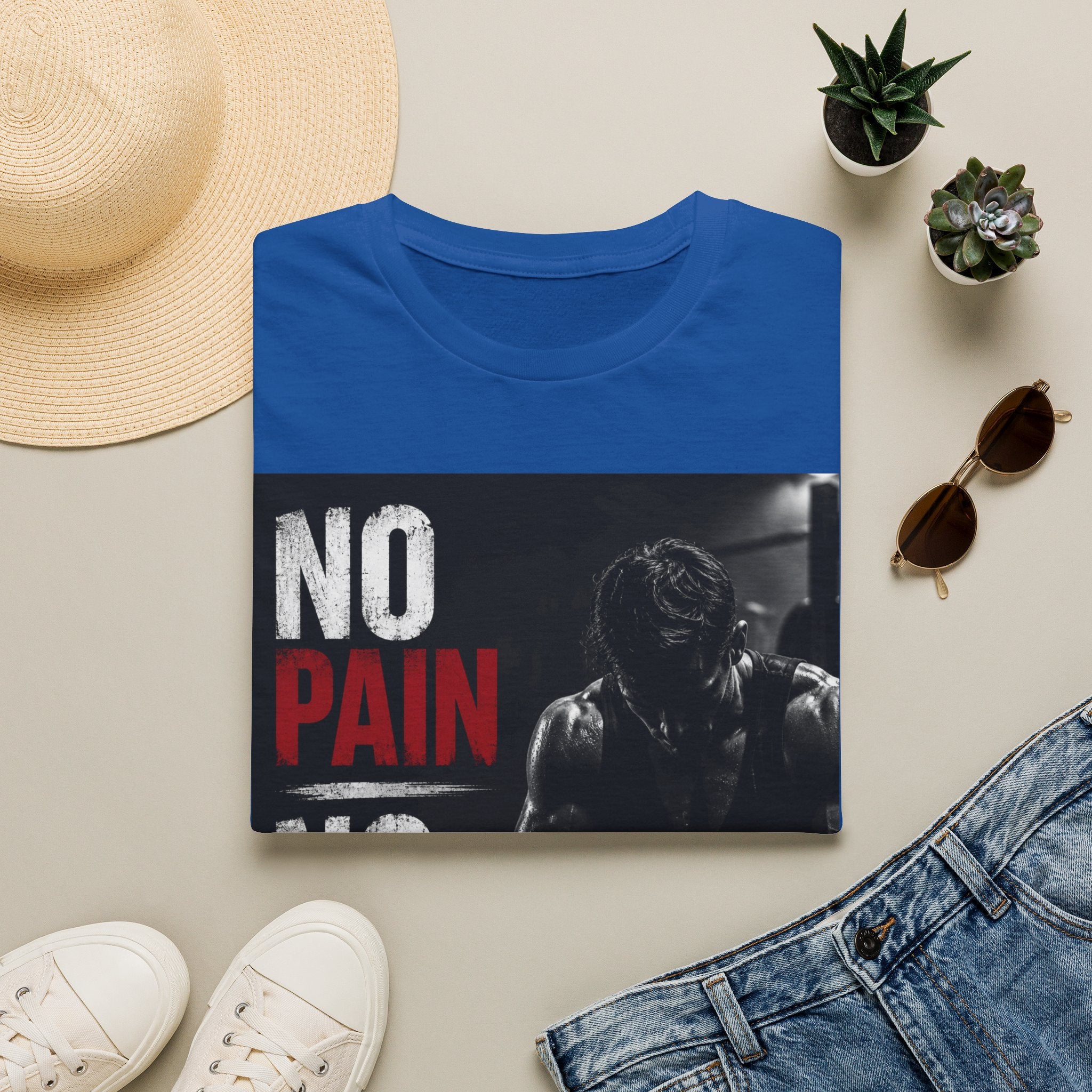 No Pain No Gain Gym T-Shirt — Motivational Workout Tee