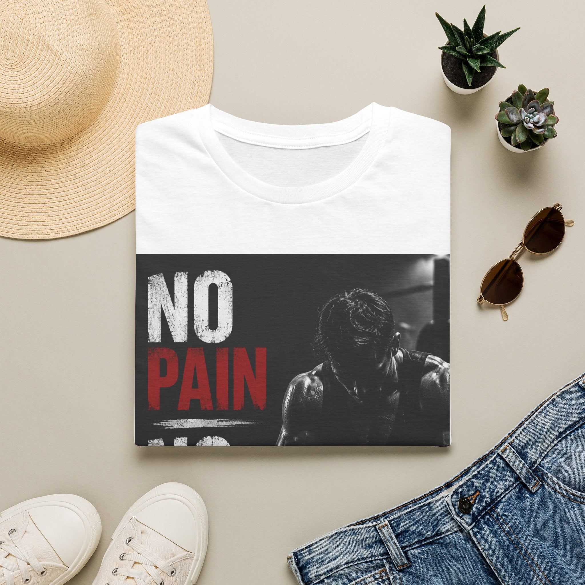 No Pain No Gain Gym T-Shirt — Motivational Workout Tee