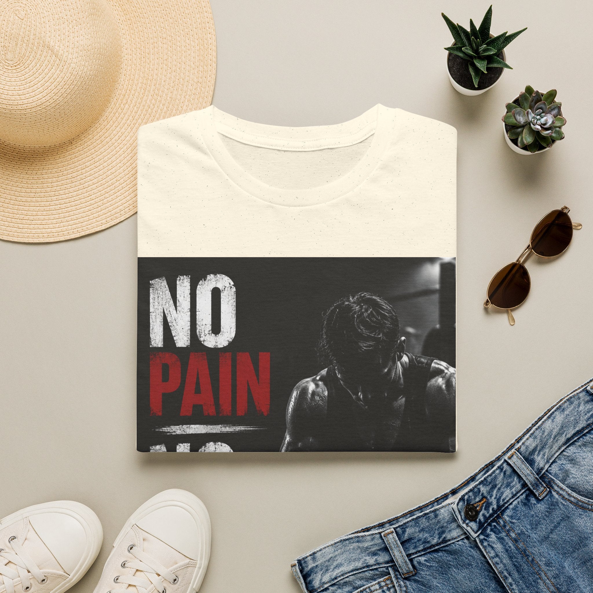 No Pain No Gain Gym T-Shirt — Motivational Workout Tee