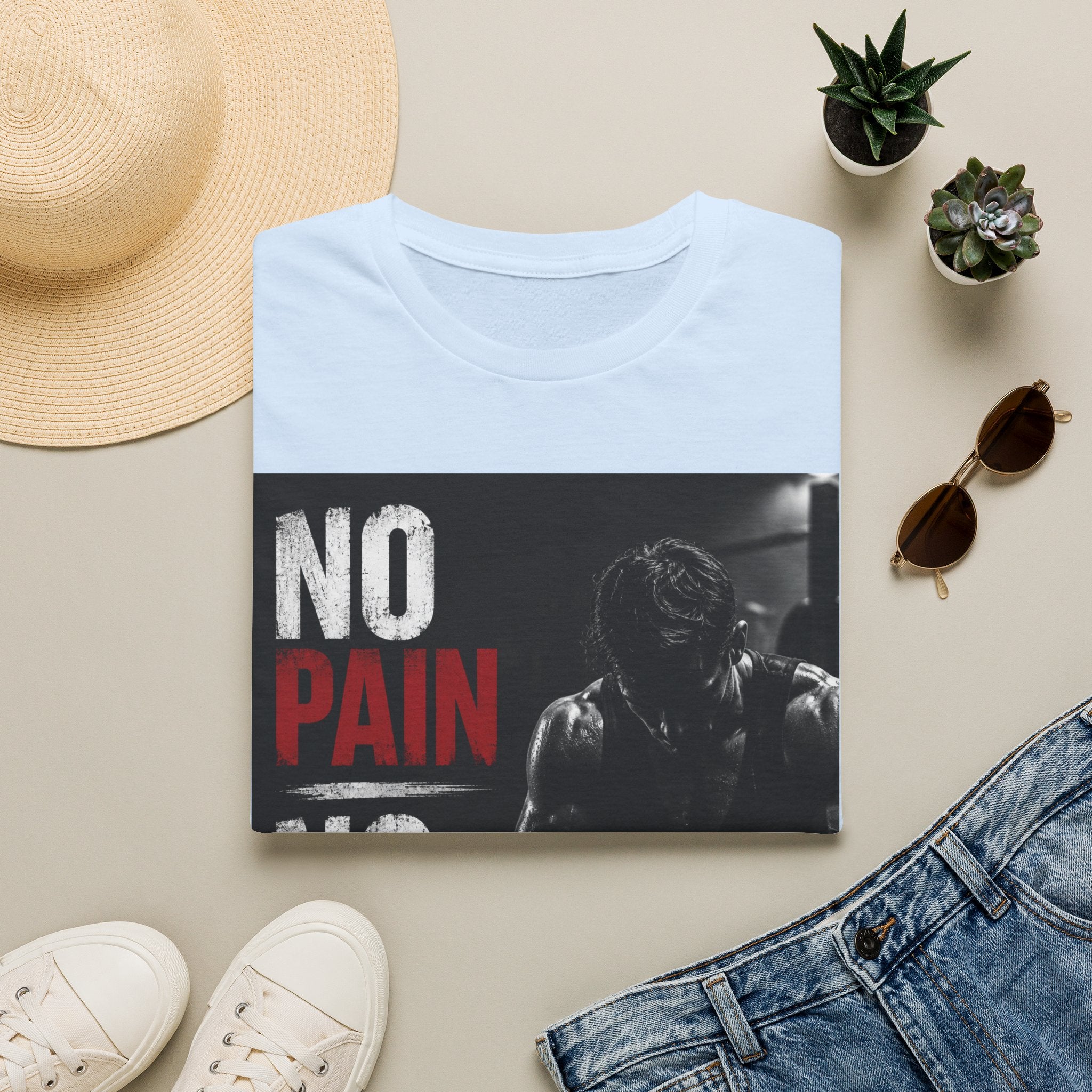 No Pain No Gain Gym T-Shirt — Motivational Workout Tee