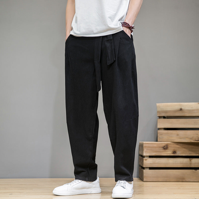 Chinese Style Men's Casual Loose Cotton Linen Trousers