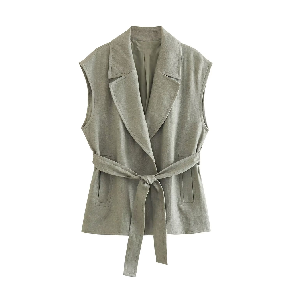Casual Summer Set with Belted Linen Top (One Set)