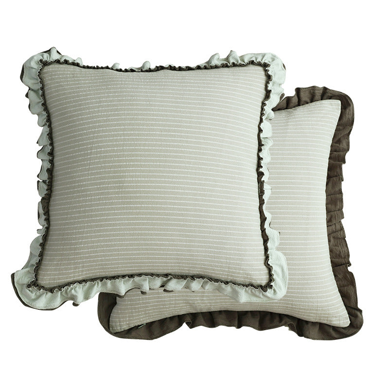 Cotton Sand-Washed Lotus Leaf Lace Sofa Pillow Cushion