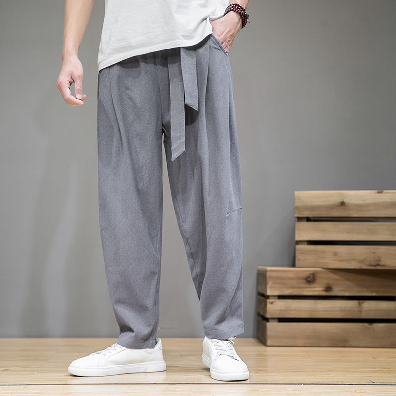 Chinese Style Men's Casual Loose Cotton Linen Trousers
