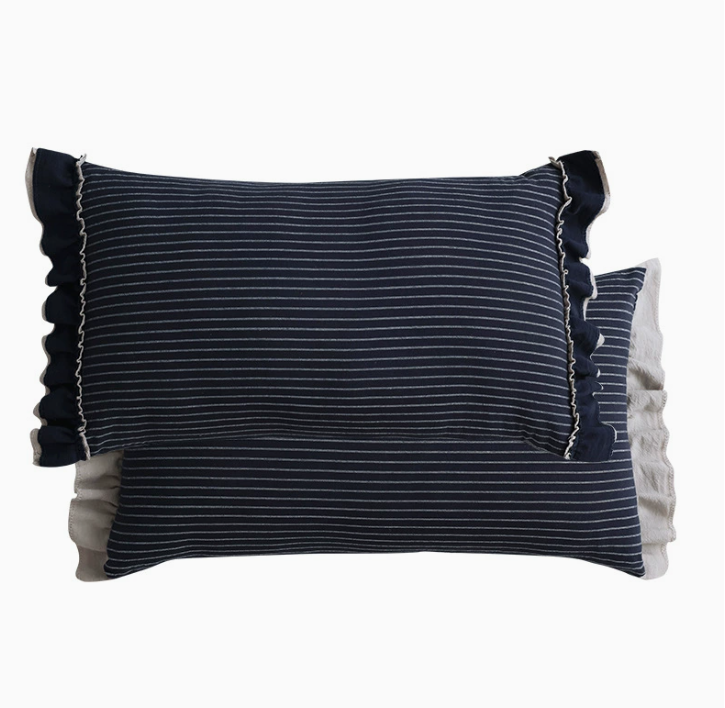 Cotton Sand-Washed Lotus Leaf Lace Sofa Pillow Cushion