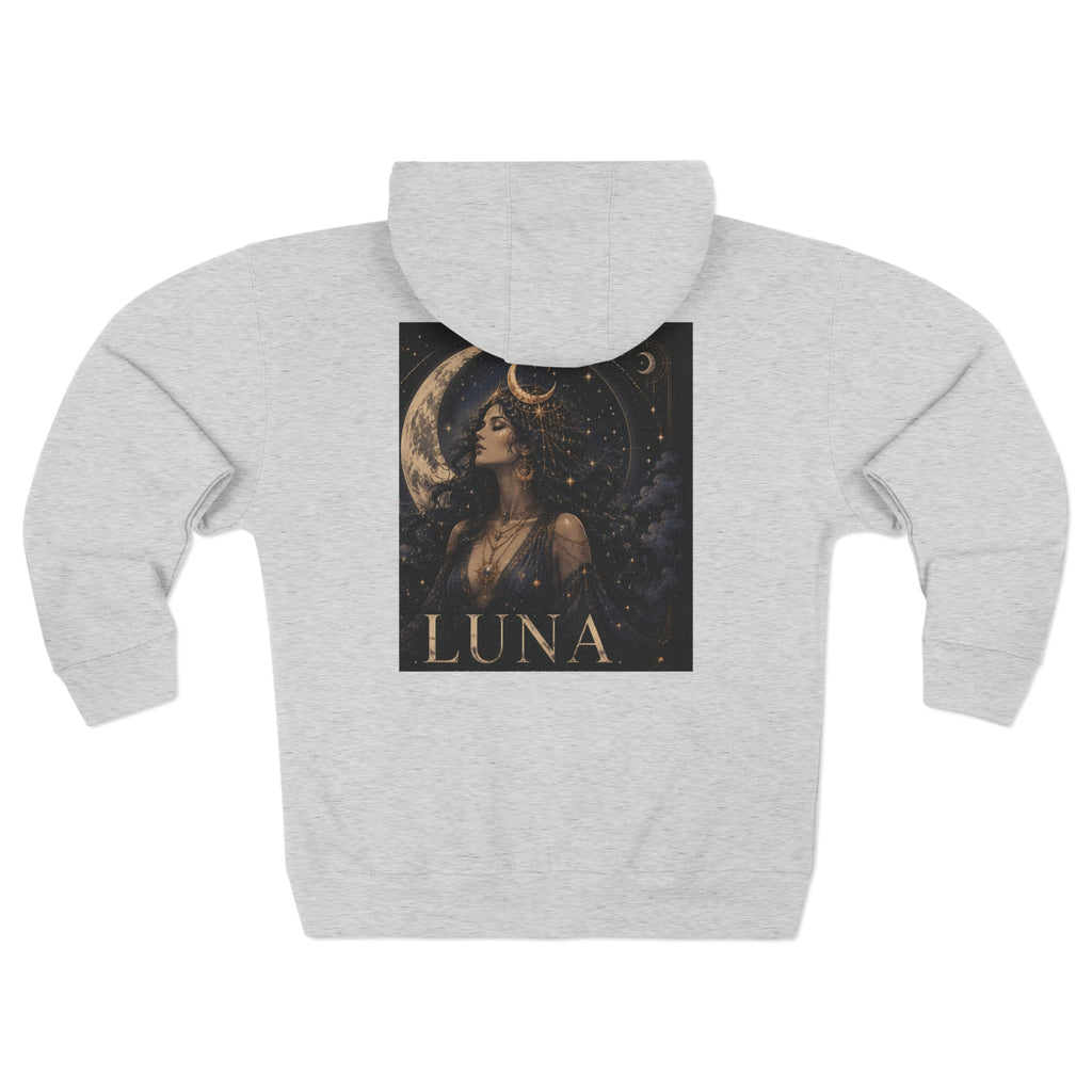 Luna Moon Goddess Explore Zip Hoodie | Astral Celestial Space Design