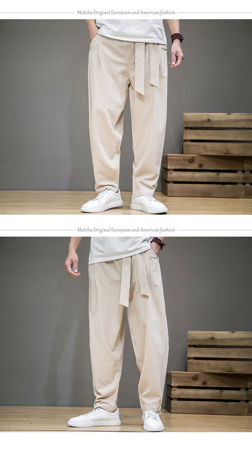Chinese Style Men's Casual Loose Cotton Linen Trousers
