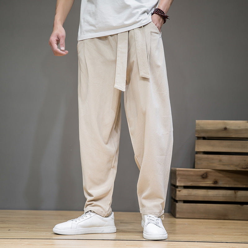 Chinese Style Men's Casual Loose Cotton Linen Trousers