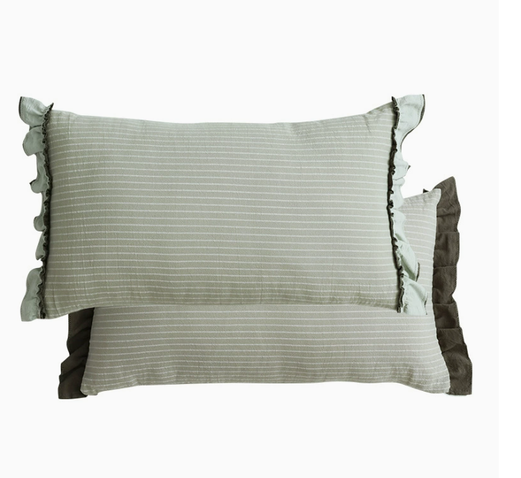Cotton Sand-Washed Lotus Leaf Lace Sofa Pillow Cushion