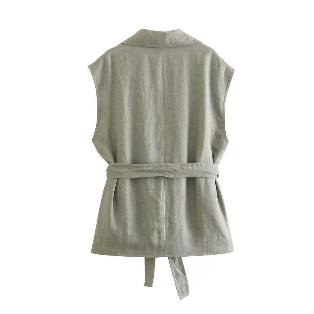Casual Summer Set with Belted Linen Top (One Set)