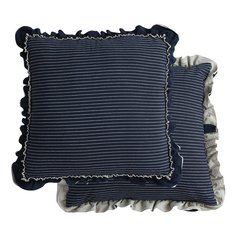 Cotton Sand-Washed Lotus Leaf Lace Sofa Pillow Cushion
