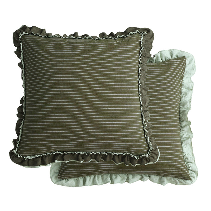 Cotton Sand-Washed Lotus Leaf Lace Sofa Pillow Cushion
