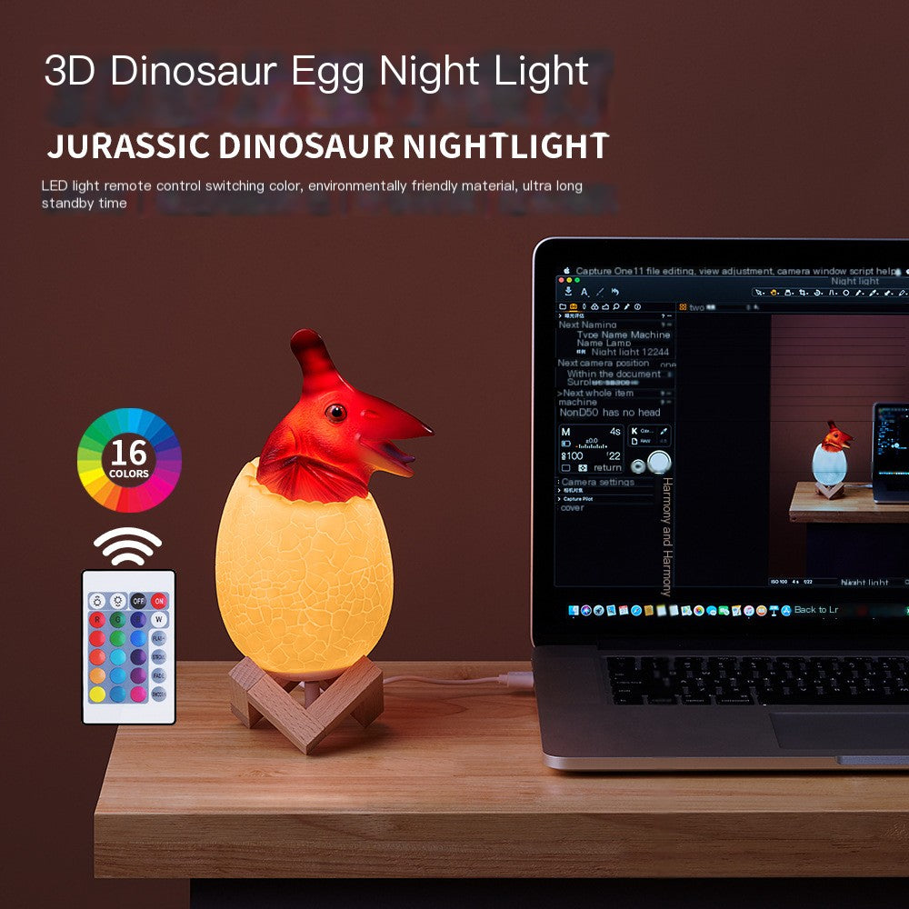 3D Dinosaur Night Light with Touch Control & USB