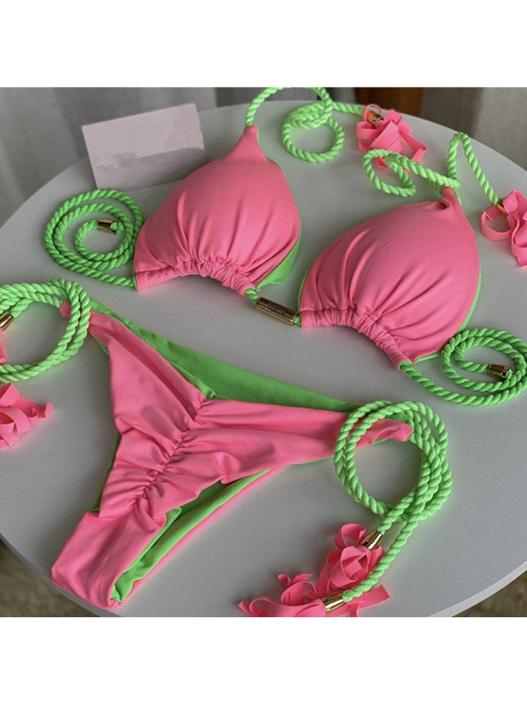 2022 New Backless Braided Bikini Triangle Swimwear