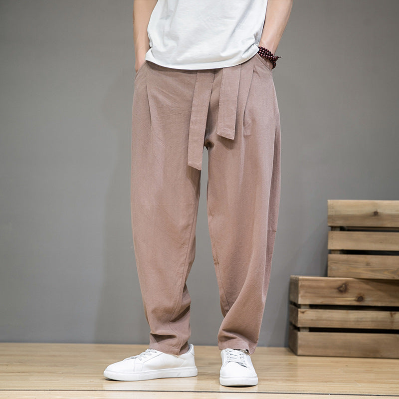 Chinese Style Men's Casual Loose Cotton Linen Trousers