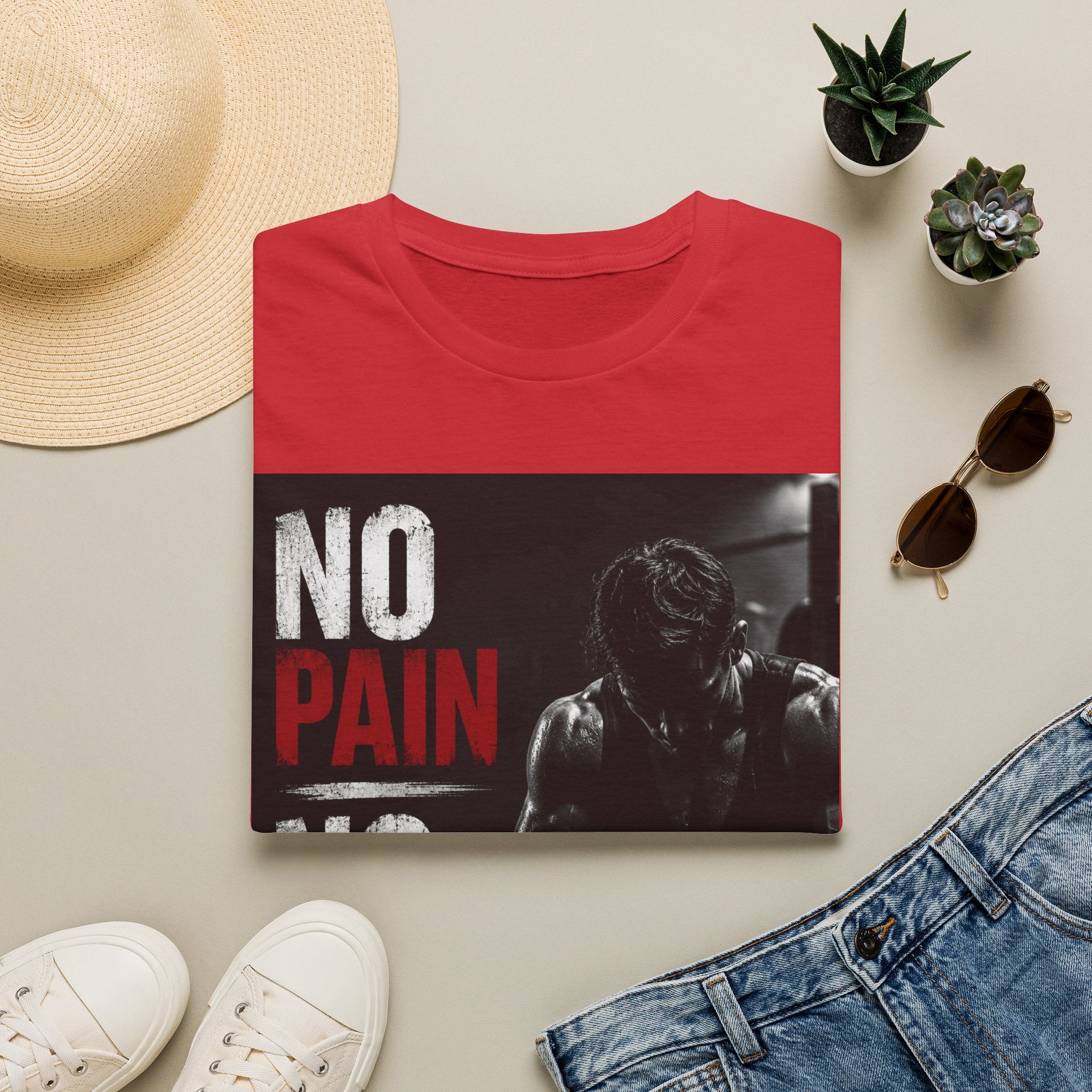 No Pain No Gain Gym T-Shirt — Motivational Workout Tee