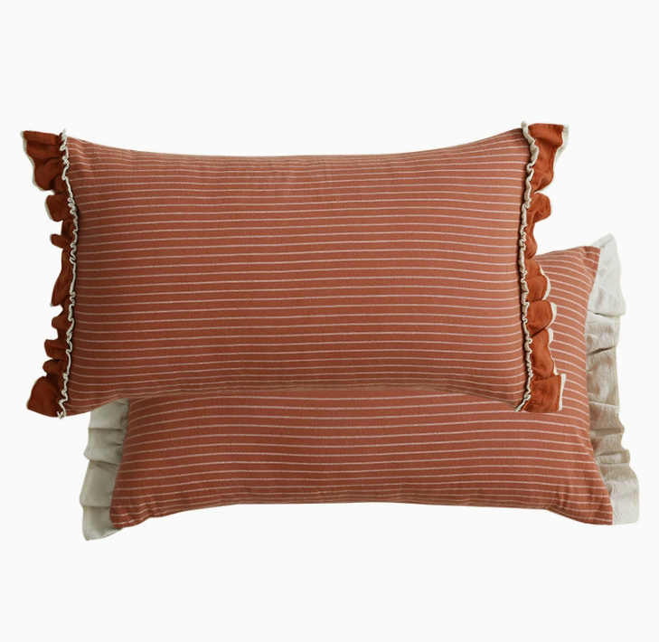 Cotton Sand-Washed Lotus Leaf Lace Sofa Pillow Cushion