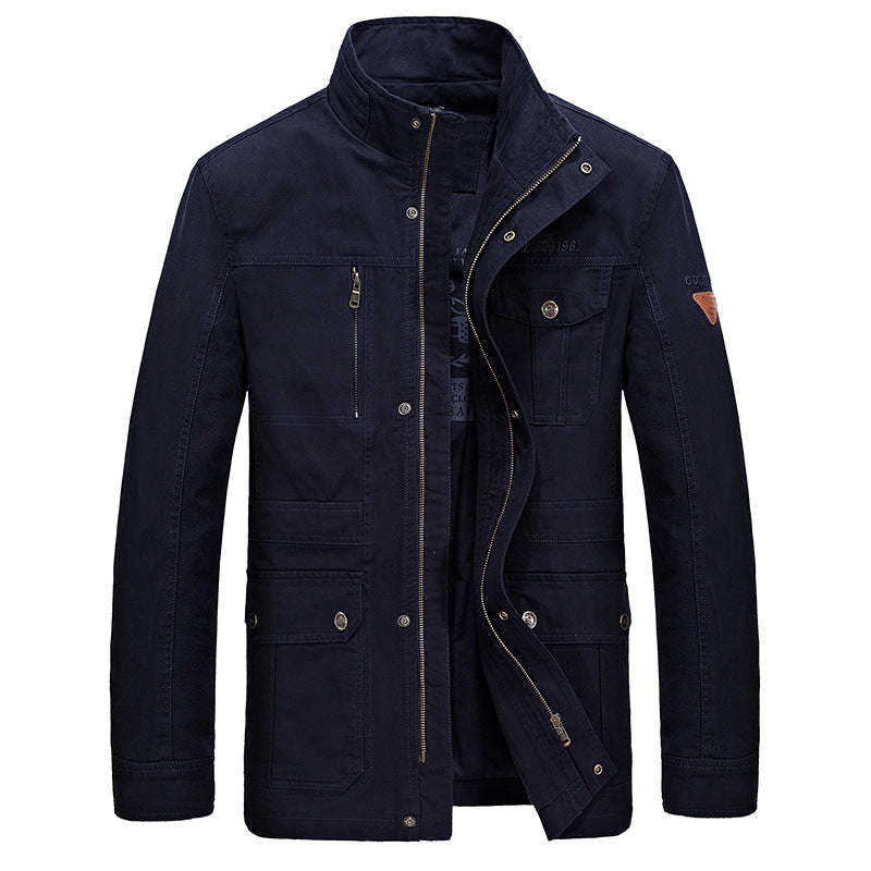Men's Casual Mid-Length Cotton Jacket for Spring/Fall