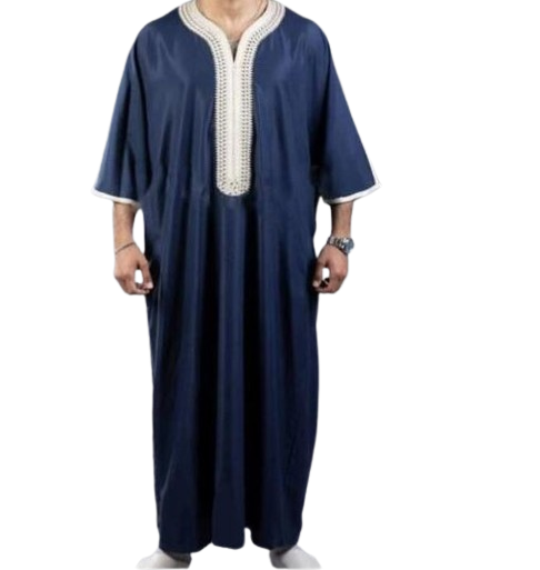 Stylish Men's Black Long Shirt Muslim Robe