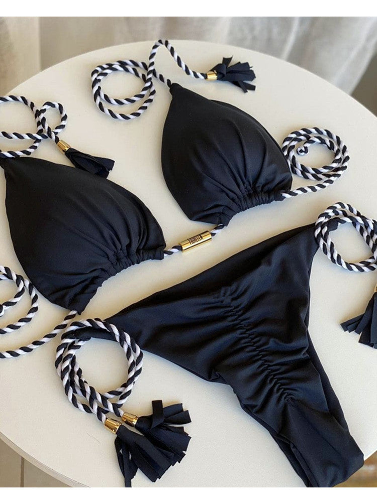 2022 New Backless Braided Bikini Triangle Swimwear