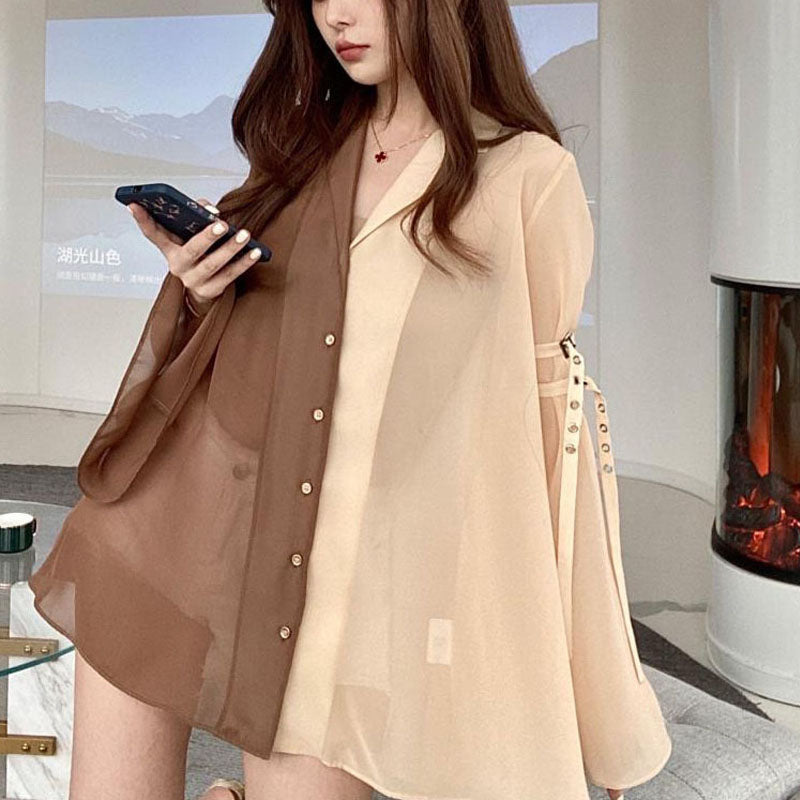 Elegant Harajuku Korean Casual Aesthetic Shirt Dress