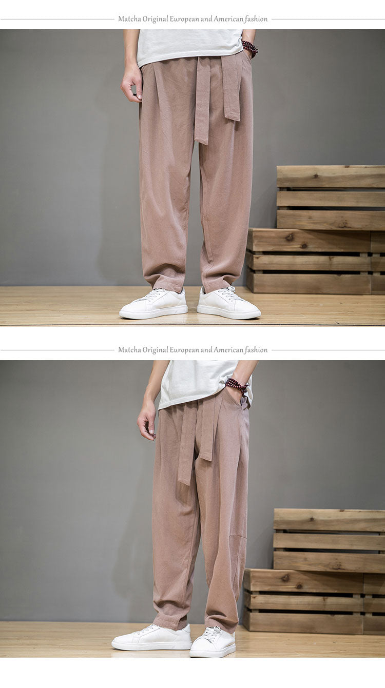 Chinese Style Men's Casual Loose Cotton Linen Trousers