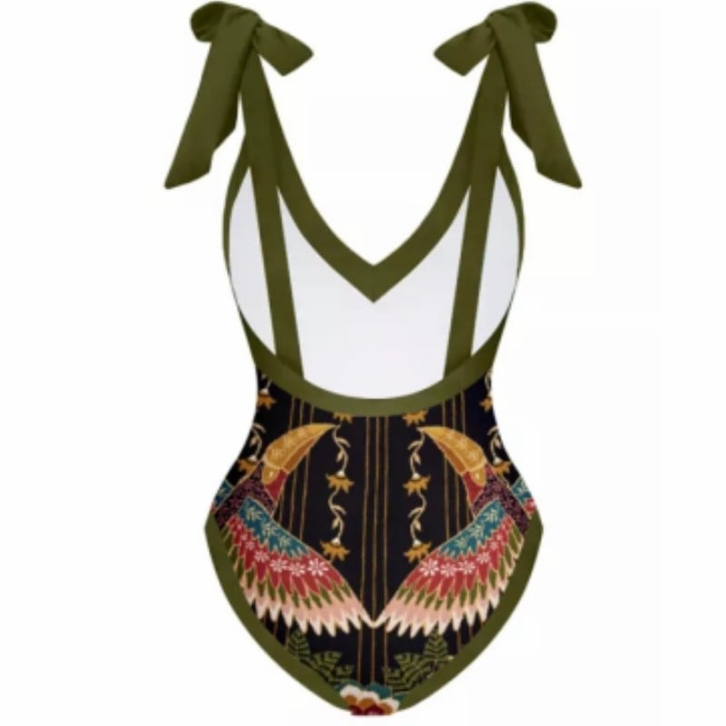 Vintage Women's Printed One Piece Swimsuit